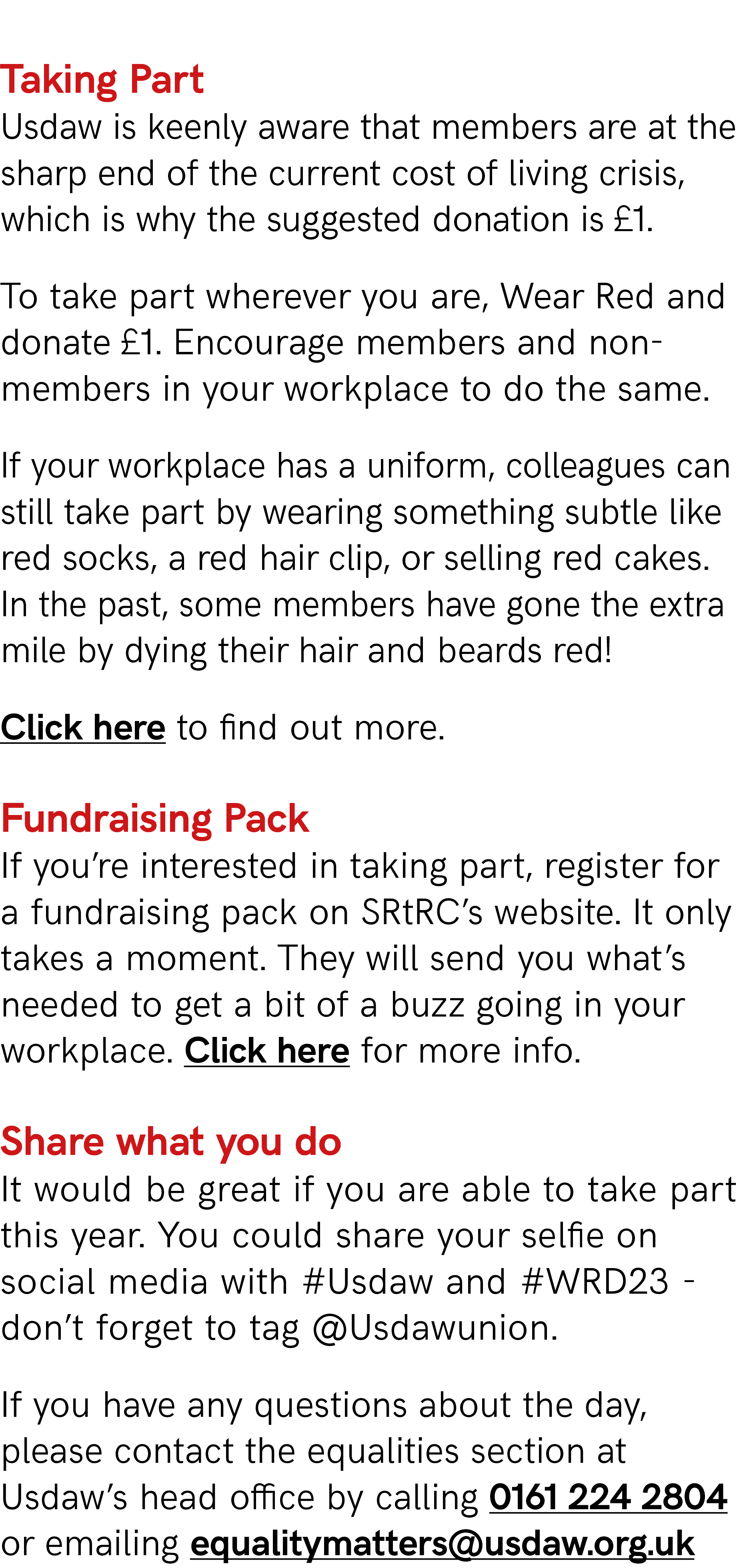  Taking Part Usdaw is keenly aware that members are at the sharp end of the current cost of living crisis, which is w...