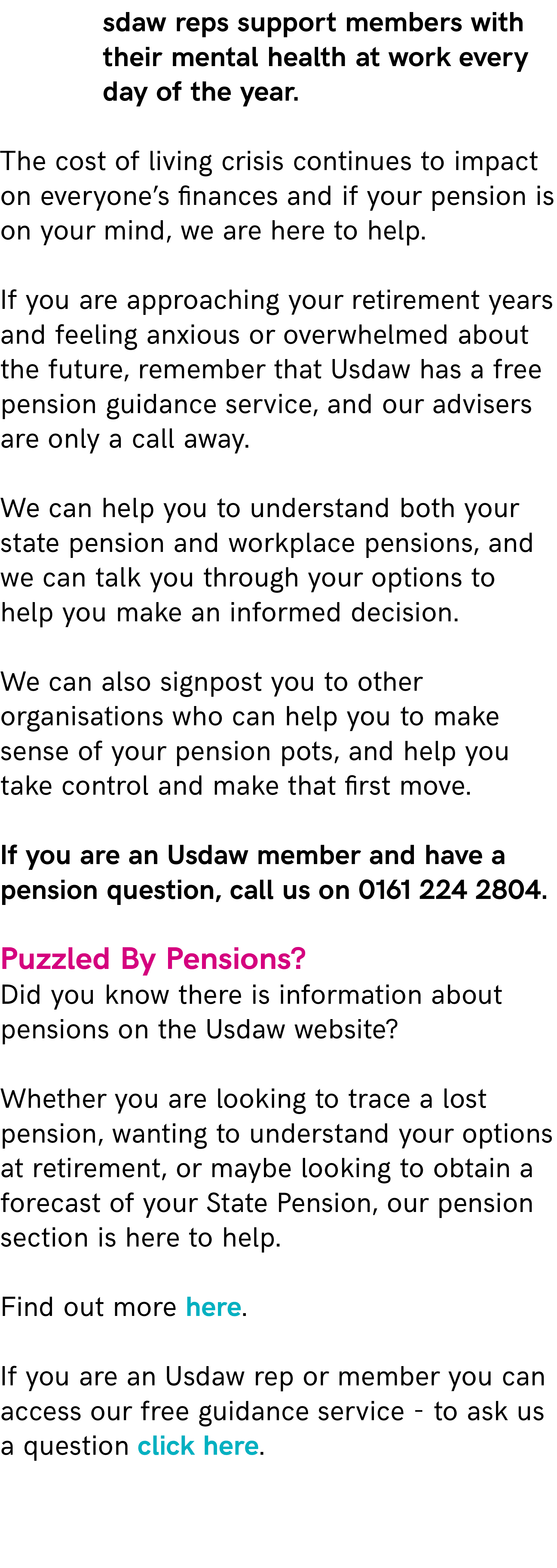 sdaw reps support members with their mental health at work every day of the year. The cost of living crisis continues...